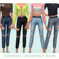 Straight Distressed Jeans By Black Lily