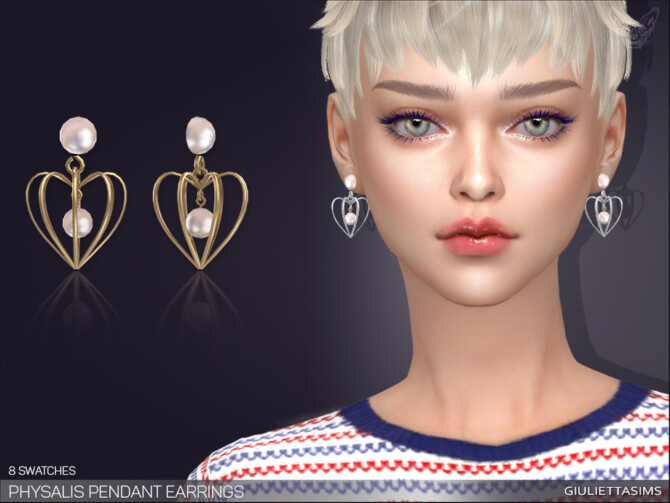 Sims 4 Physalis Pendant Earrings by feyona at TSR