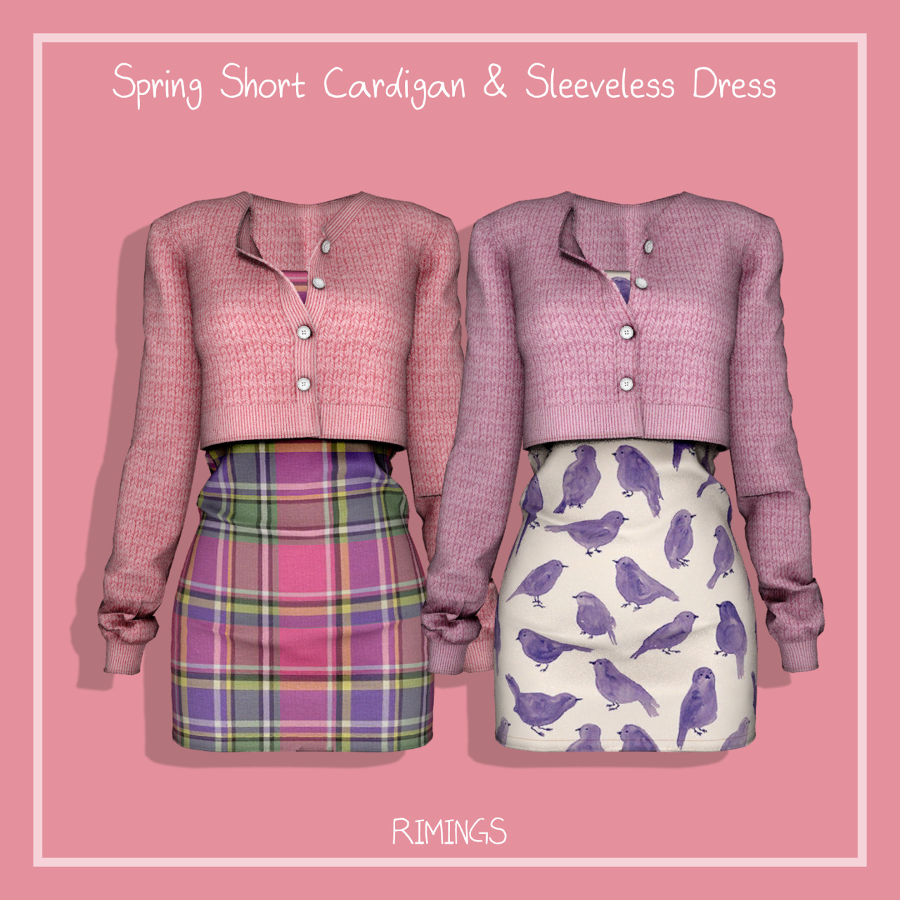 Spring Short Cardigan & Sleeveless Dress at RIMINGs » Sims 4 Updates