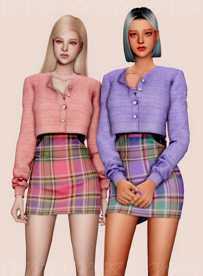 Sims 4 Spring Short Cardigan & Sleeveless Dress at RIMINGs