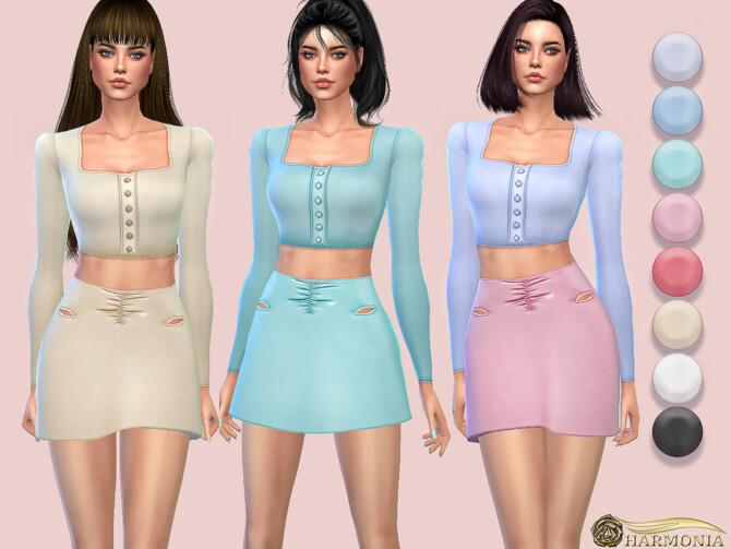 Sims 4 Cropped silhouette Satin Top by Harmonia at TSR