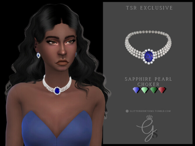 Sapphire Pearl Choker By Glitterberryfly