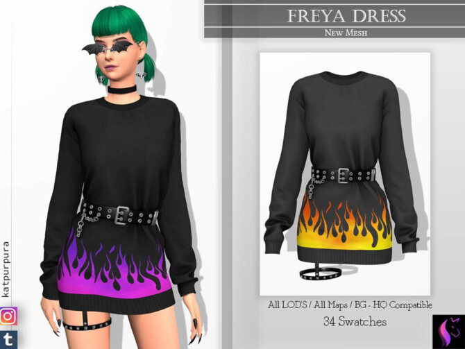 Sims 4 Freya Dress by KaTPurpura at TSR