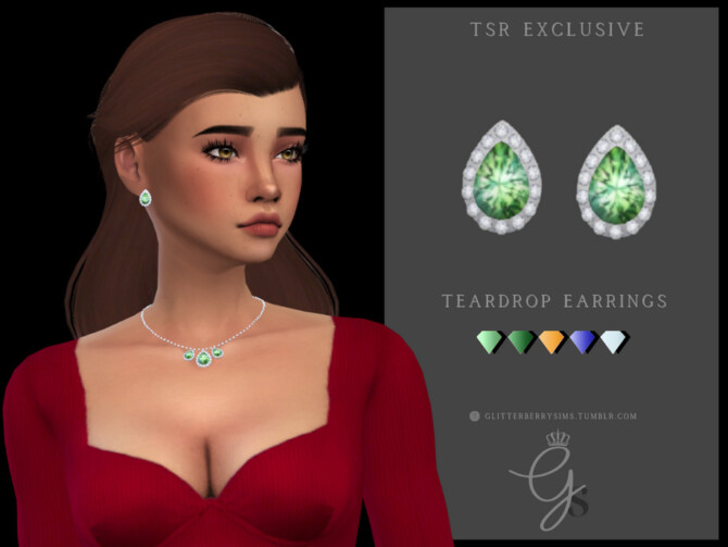 Sims 4 Teardrop Earrings by Glitterberryfly at TSR