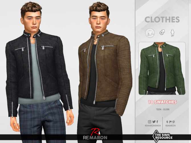 Sims 4 M Leather Jacket 01 by ReMaron at TSR