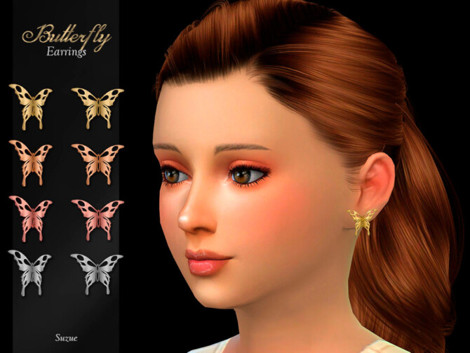 Sims 4 Butterfly Child Earrings by Suzue at TSR
