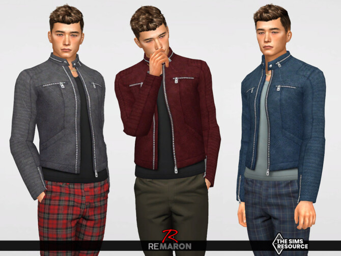 Sims 4 M Leather Jacket 01 by ReMaron at TSR