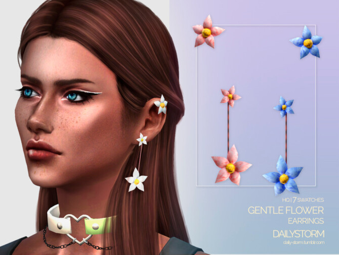Sims 4 Gentle Flower Earrings by DailyStorm at TSR