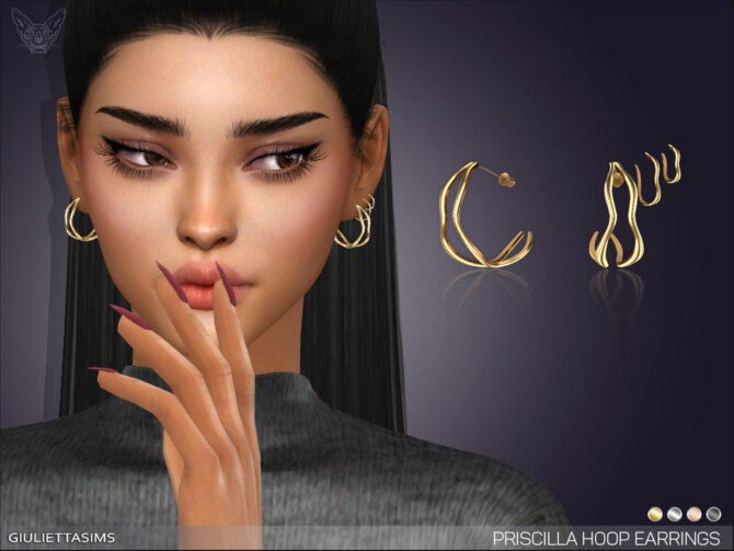 Sims 4 Priscilla Hoop Earrings by feyona at TSR