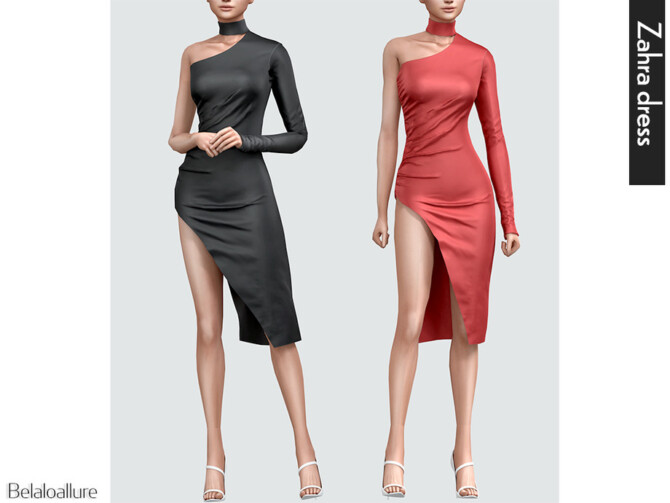 Sims 4 Zahra silk dress by Belaloallure at TSR