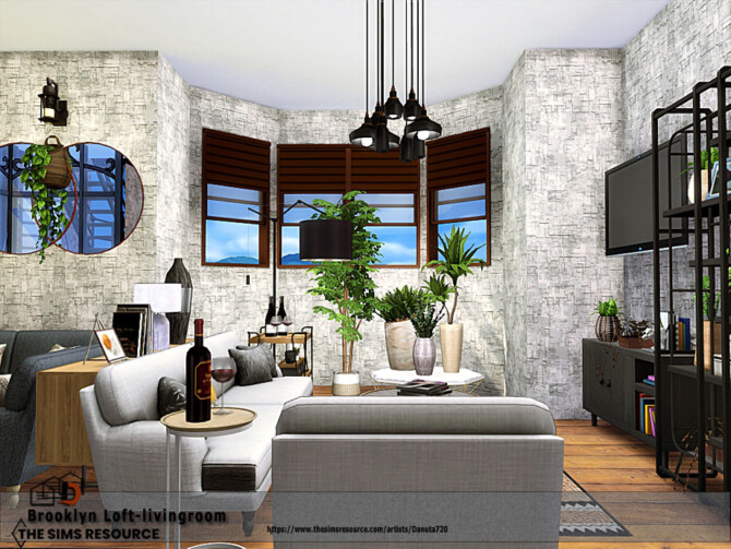 Sims 4 Brooklyn Loft livingroom by Danuta720 at TSR