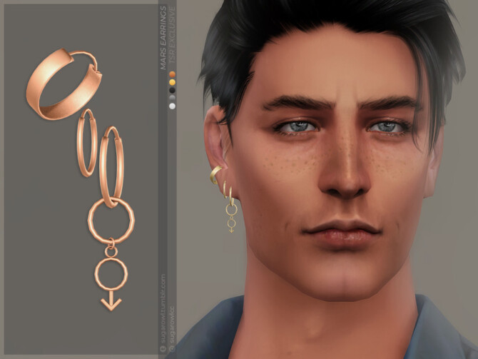 Sims 4 Mars earrings Right by sugar owl at TSR