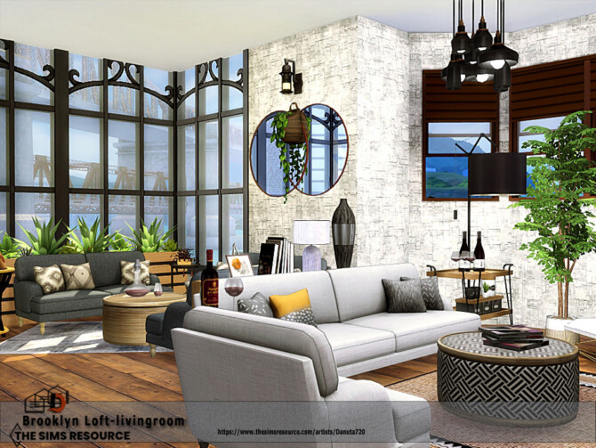 Sims 4 Brooklyn Loft livingroom by Danuta720 at TSR
