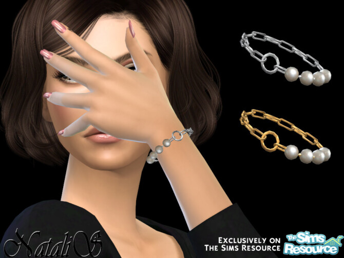 Sims 4 Pearl fragment chain bracelet by NataliS at TSR