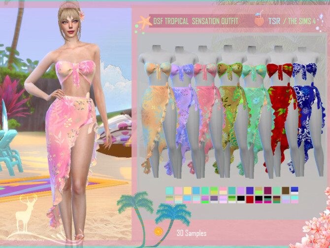 Sims 4 DSF TROPICAL SENSATION OUTFIT by DanSimsFantasy at TSR