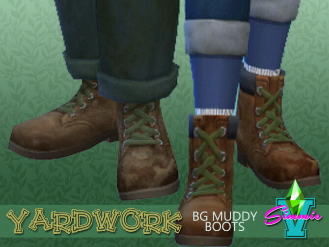 Sims 4 Yardwork Muddy BG Boots by SimmieV at TSR