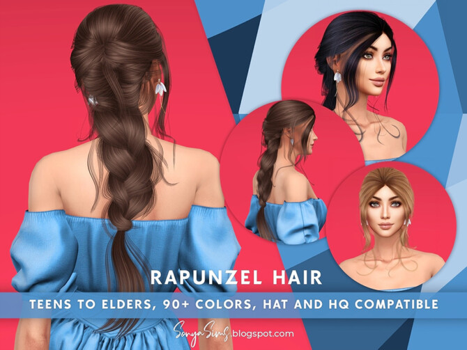 Sims 4 Rapunzel Hair by SonyaSimsCC at TSR
