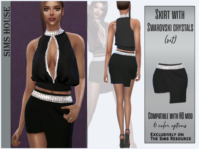 Sims 4 Skirt with Swarovski crystals (set) by Sims House at TSR