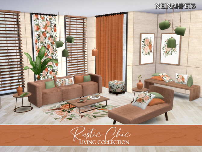 Sims 4 Rustic Chic Living by neinahpets at TSR