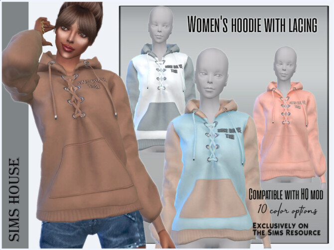 Sims 4 Womens hoodie with lacing by Sims House at TSR