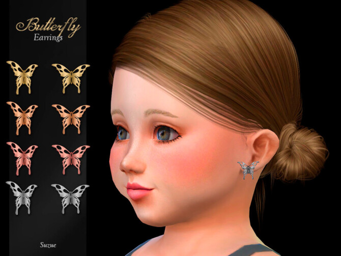 Sims 4 Butterfly Toddler Earrings by Suzue at TSR
