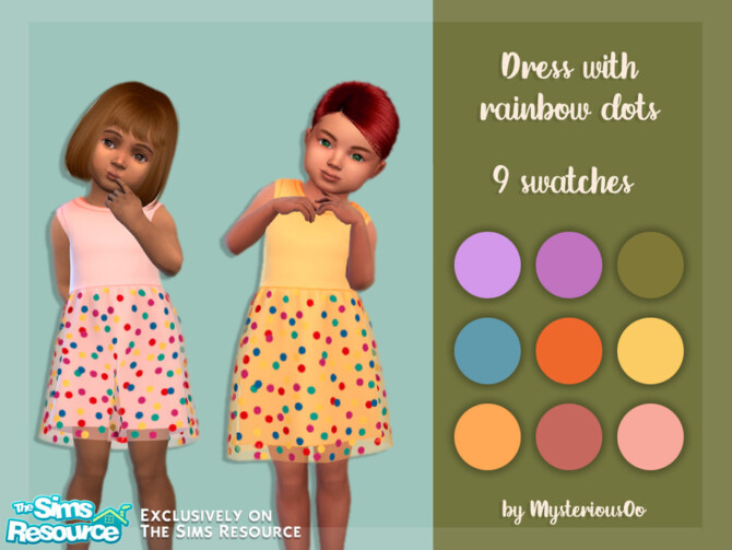Sims 4 Dress with rainbow dots by MysteriousOo at TSR