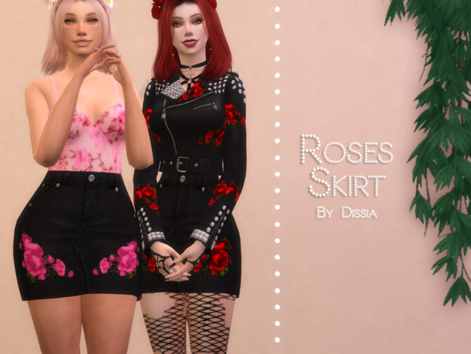 Sims 4 Roses Skirt by Dissia at TSR