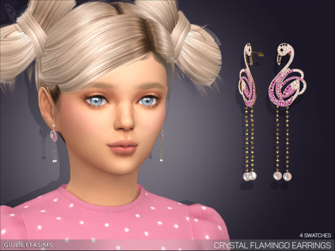 Crystal Flamingo Drop Earrings For Kids By Feyona