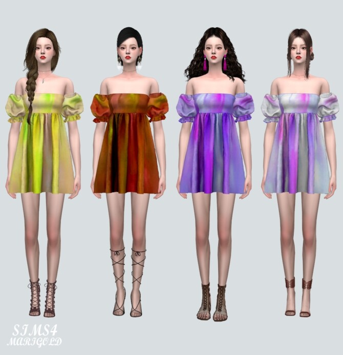 Sims 4 Puff Sleeves OS Mini Dress at Marigold