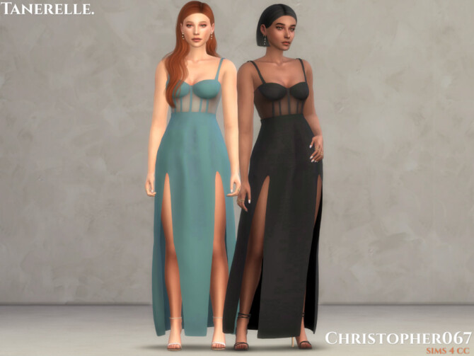Sims 4 Tanerelle Dress by Christopher067 at TSR
