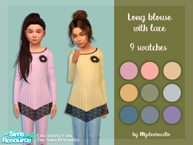 Sims 4 Long blouse with lace by MysteriousOo at TSR