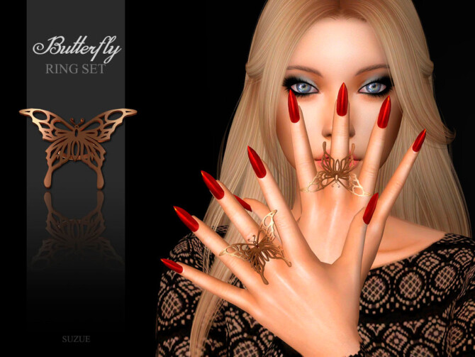 Sims 4 Butterfly Rings by Suzue at TSR