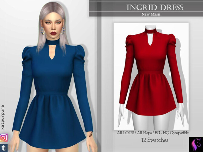Sims 4 Ingrid Dress by KaTPurpura at TSR