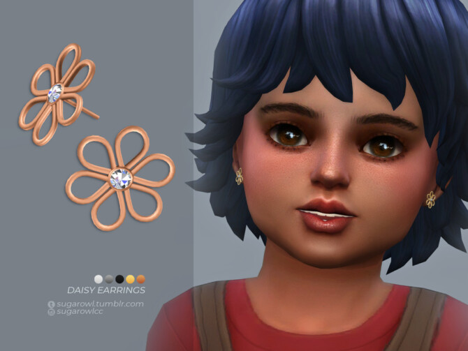 Sims 4 Daisy earrings Toddlers version by sugar owl at TSR