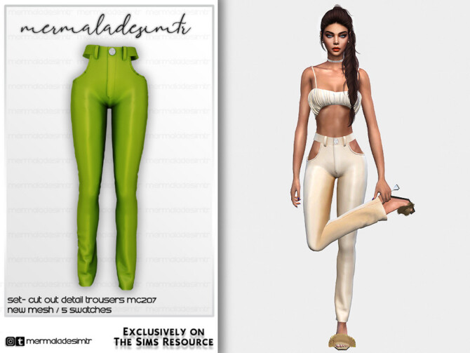 Sims 4 Set Cut Out Detail Trousers MC207 by mermaladesimtr at TSR