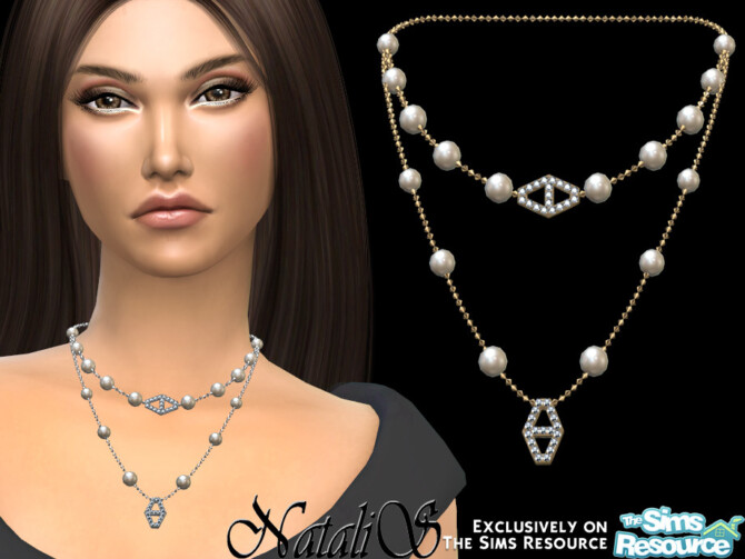 Sims 4 Diamond hexagon layered necklace by NataliS at TSR