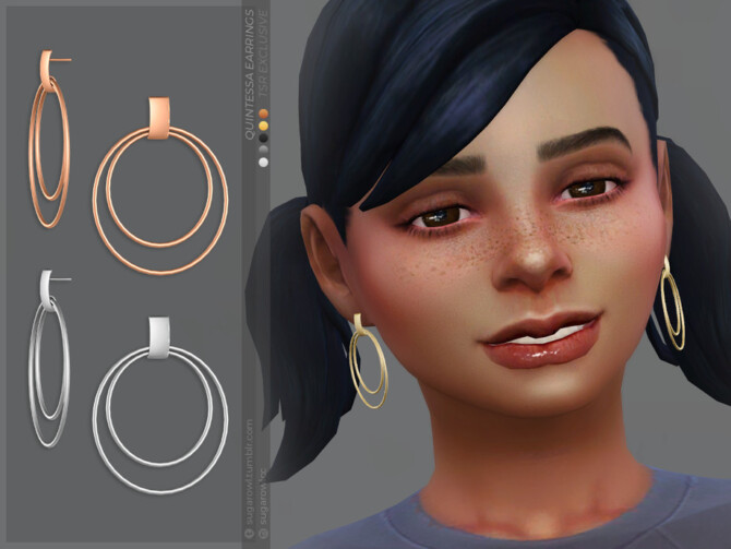 Sims 4 Quintessa earrings Kids version by sugar owl at TSR