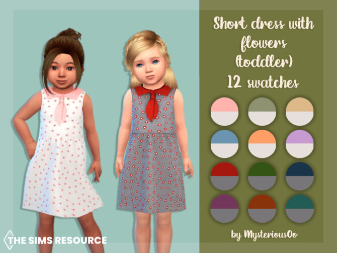 Sims 4 Short dress with flowers (toddler) by MysteriousOo at TSR