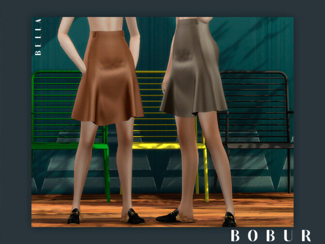 Sims 4 Bella high waisted flared skirt by Bobur3 at TSR