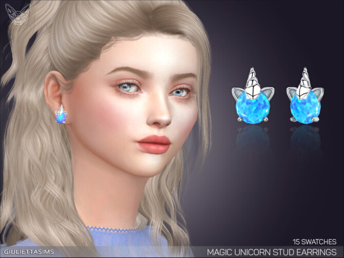 Sims 4 Magic Unicorn Stud Earrings by feyona at TSR