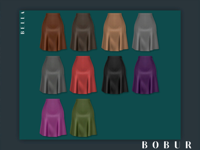 Sims 4 Bella high waisted flared skirt by Bobur3 at TSR