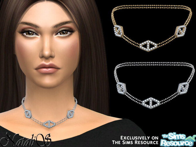 Sims 4 Diamond hexagon chain necklace by NataliS at TSR