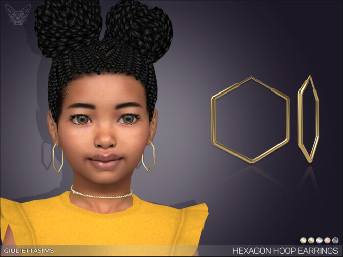 Sims 4 Hexagon Hoop Earrings For Kids by feyona at TSR