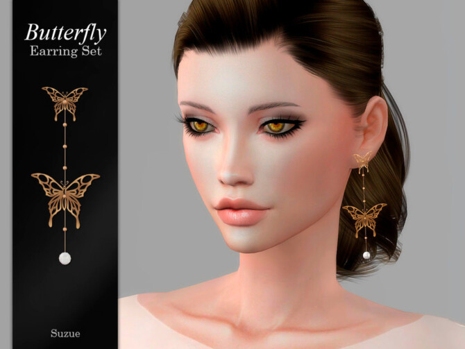 Sims 4 Butterfly Earrings by Suzue at TSR
