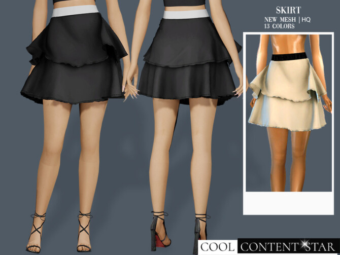 Sims 4 Ruffle skirt by sims2fanbg at TSR