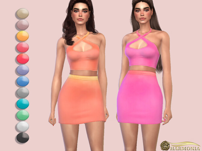 Sims 4 Ombre Print Slinky Skirt by Harmonia at TSR