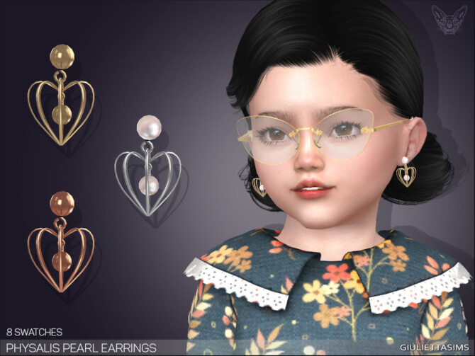 Sims 4 Physalis Pearl Earrings For Toddlers by feyona at TSR