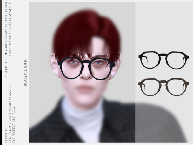 Sims 4 Seonsaengnim glasses by magpiesan at TSR