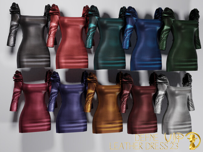 Sims 4 Defne Leather Dress VIP23 by turksimmer at TSR
