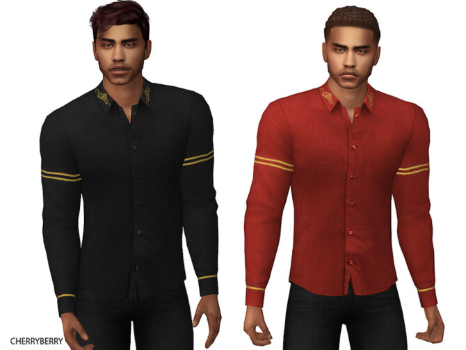 Sims 4 Stylish Designer Mens Shirt by CherryBerrySim at TSR